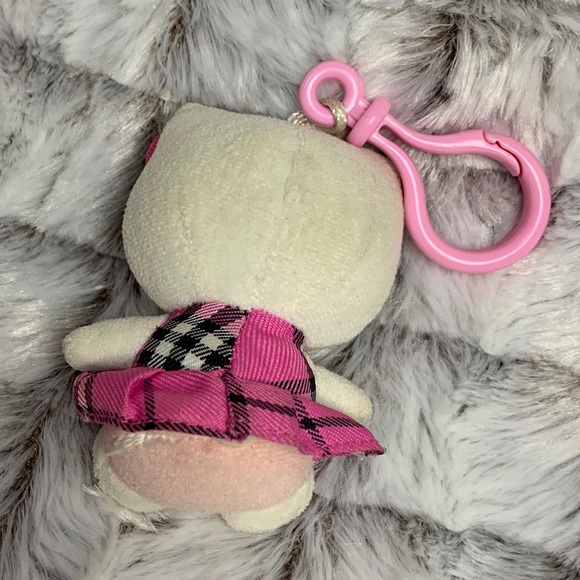 Hello Kitty Ty Beanie baby pink tartan plaid key chain 3”, Well loved - Picture 2 of 2